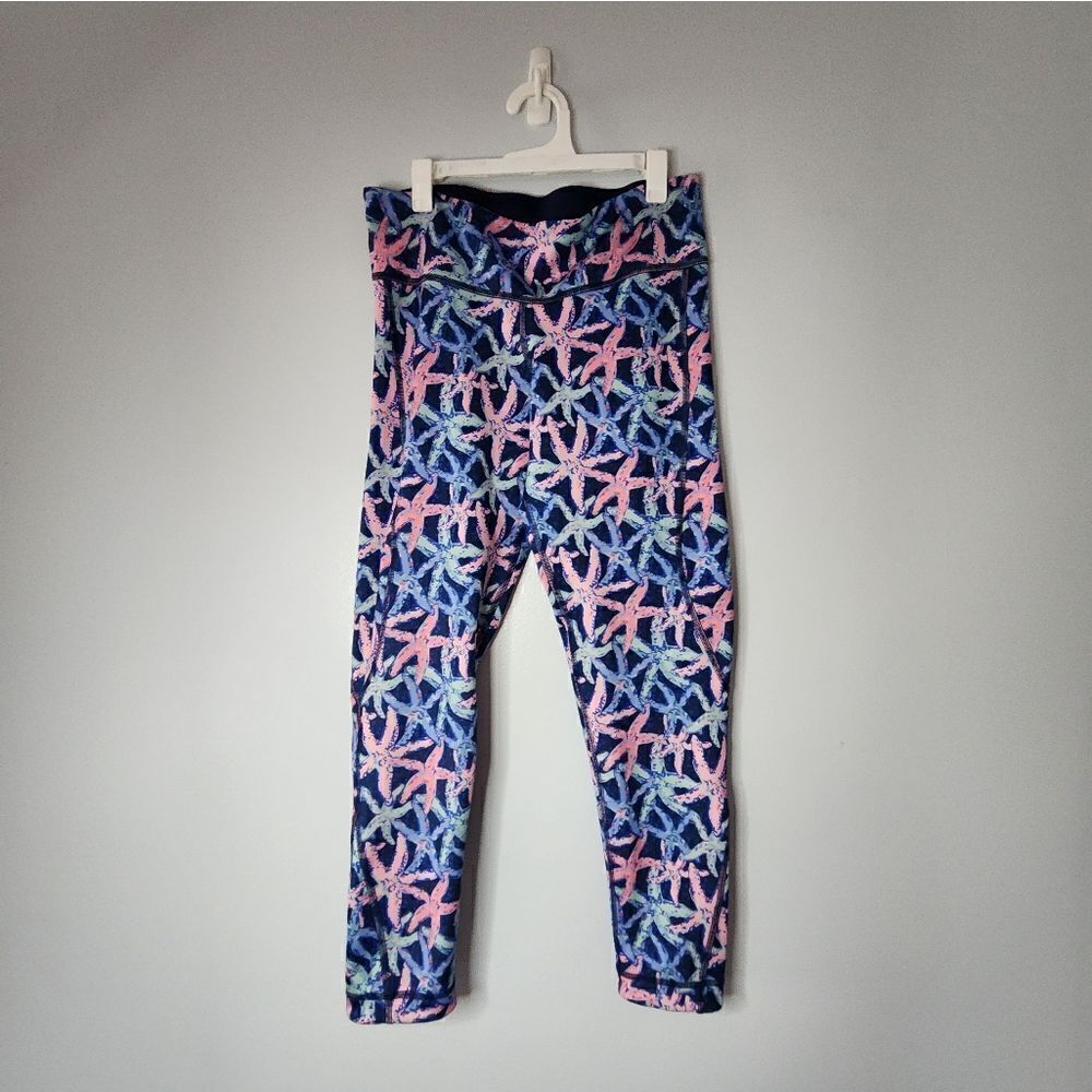 Women's VINEYARD VINES Performance Navy/Pink Starfish athletic leggings Sz S